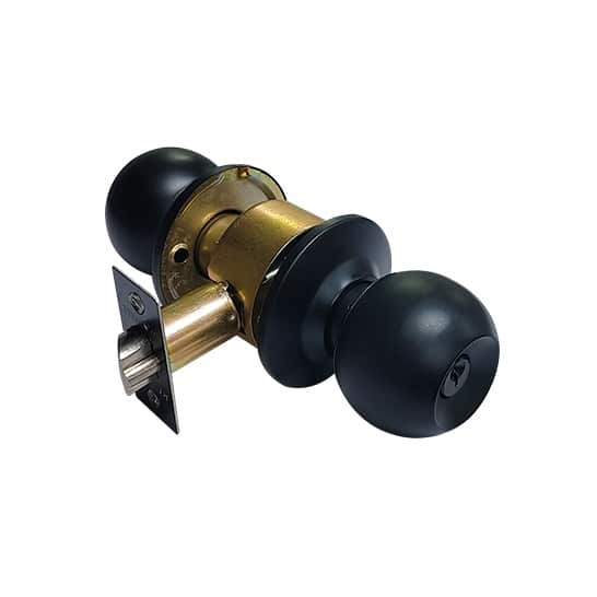 Kingvik Cylindrical Knob Entrance Lock Black (587BL)