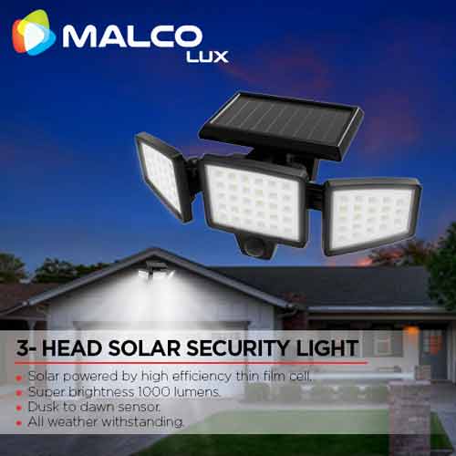 Malco Lux - 3 Head Solar Security Light